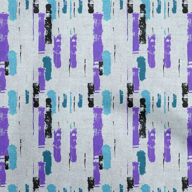 oneOone Cotton Poplin Grayish Blue Fabric Abstract Stroke With Texture Sewing Craft Projects Fabric Prints By Yard 56 Inch Wide