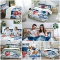 thumbnail image 5 of Christmas Winter Snowman Bedding Duvet Cover Set Queen Size 4 Pieces Xmas Tree Bell Pine Cones Berry Bedding Set with Zipper Closure, 1 Comforter Cover 90x92 Inches 1 Flat Sheet & 2 Pillow Cases, 5 of 7