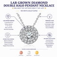 thumbnail image 4 of JeenMata Lab Grown Diamond 1 Carat Round Cut Double Halo Pendant Necklace in 18K White Gold Plating for Women, 4 of 9