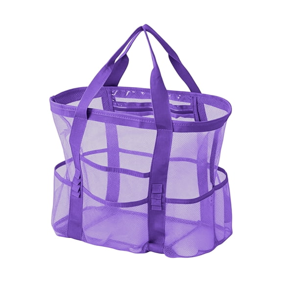 Leodye 1PCS Multi Pocket Large Capacity Mesh Beach Tote Bag , Portable Swim Shower Caddy with Optional Inner Liner for Travel Beach -16.14*9.06*15.75IN