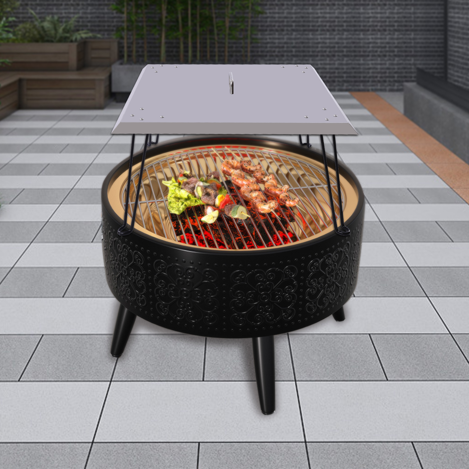 YIYIBYUSFire Pit Heat Deflector Stainless Steel Fire Pit Cover Fire Pit