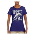 thumbnail image 2 of Wild Bobby Respect The Locals Save Our Oceans Dolphin Animal Lover Women Graphic Tee, Purple, Large, 2 of 6