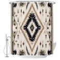thumbnail image 2 of Shower Curtains for Bathroom, Boho Black Brown Waterproof Fabric Shower Curtain, Retro Geometric Southwestern Ethnic Decorative Bathroom Curtain for Bathtub, 66"x72", No Hooks Included, 2 of 9
