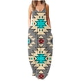 thumbnail image 4 of SMihono Robe Maxi Bohème d'Été pour Femmes Grande Taille Mode Féminine Col Rond Sans Manches Robe Imprimée de Plage, 4 of 6