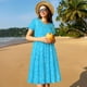 thumbnail image 4 of Balery Sky Blue Glitter Vestidos sueltos de manga corta para mujer, vestidos de verano 2025, vestidos casuales de corte A con vuelo., 4 of 6