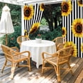 thumbnail image 3 of Outdoor Curtains for Patio Waterproof Sunflower Black Stripes Indoor/Outdoor Curtain Tiebacks Pastoral Striped Privacy Curtain Sun Block Grommet Drapes for Pergolas Gazebo Porch 2 Panel 54x108 Inch, 3 of 9
