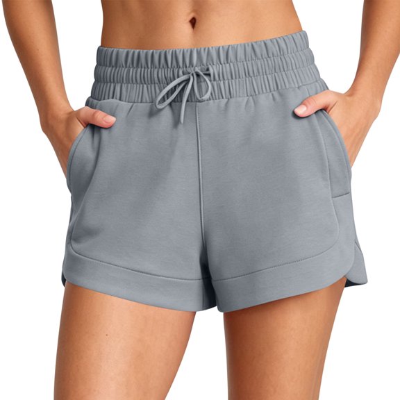 Guluxicc Women's Athletic Shorts with Pockets Elastic Waist Drawstring Running Short Trousers for Everyday Gym Workout
