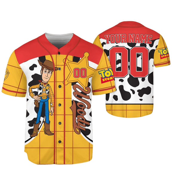 Custom Woody Toy Story Baseball Jersey, Toy Story Jersey, Disney Jersey, Gift for Disney Fans, Matching Disney Baseball Team Outfit
