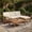 Teak+ Beige + Acacia Wood + Foam + Waterproof Fabric, variant on L Shape 3pcs Acacia Wood Patio Sofa Set