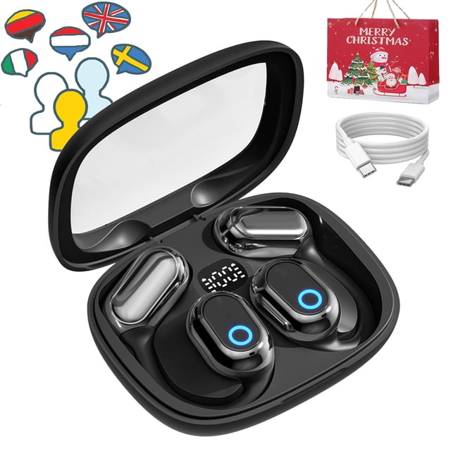 Vylaras Earbuds, Vylaras AI Translator Earbuds, Vylaras Earbuds Translate, 2025 New AI Headphones Language Translation, 144 Language High Accuracy Two Way Earbuds, Ear Buds Translators (Black)