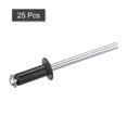 thumbnail image 3 of Unique Bargains 5mm x 13mm Aluminum Open End Flat Round Head Blind Rivets, Black 25 Pack, 3 of 5