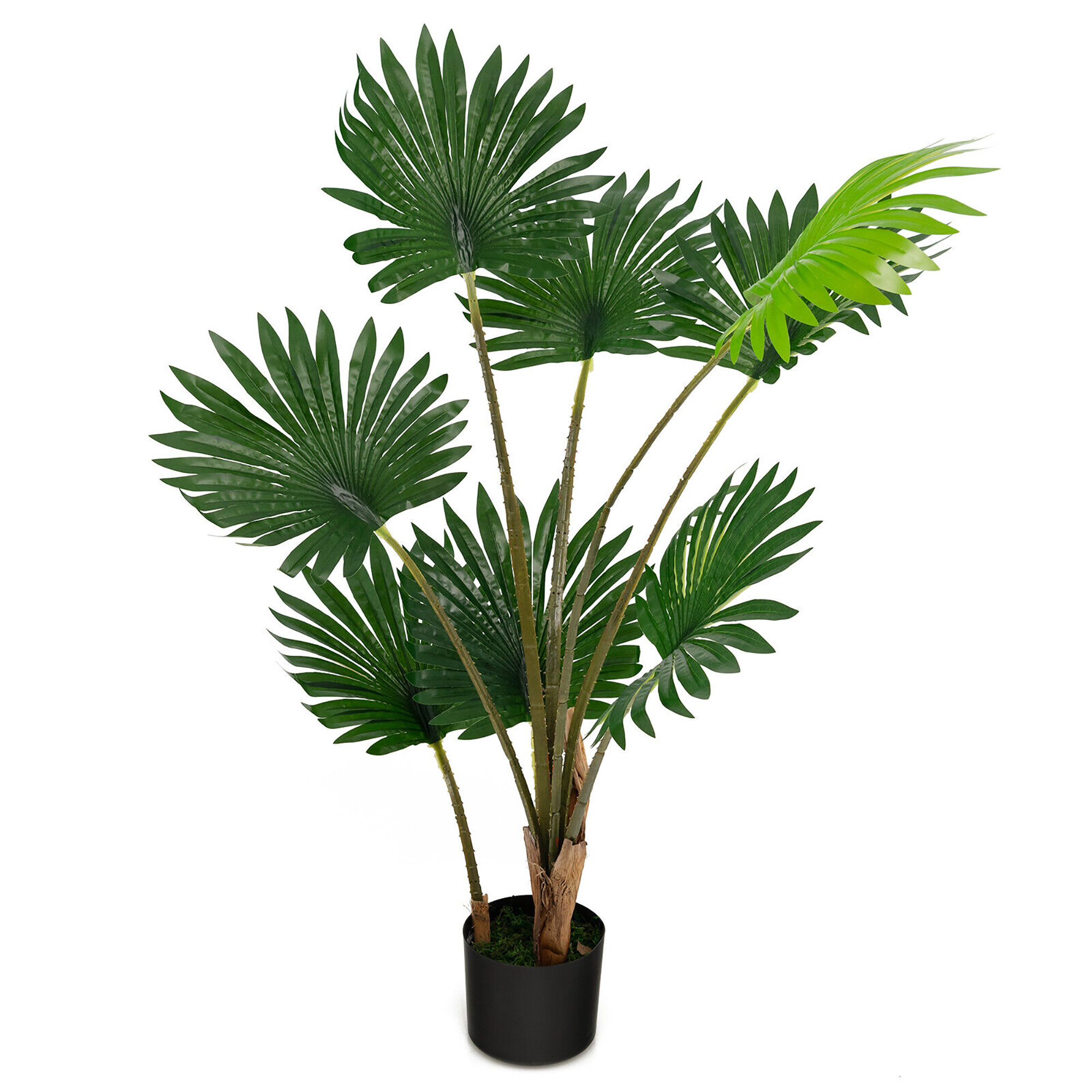 Gymax 4FT Artificial Tree Artificial Fan Palm Tree Fake Palm Plant for