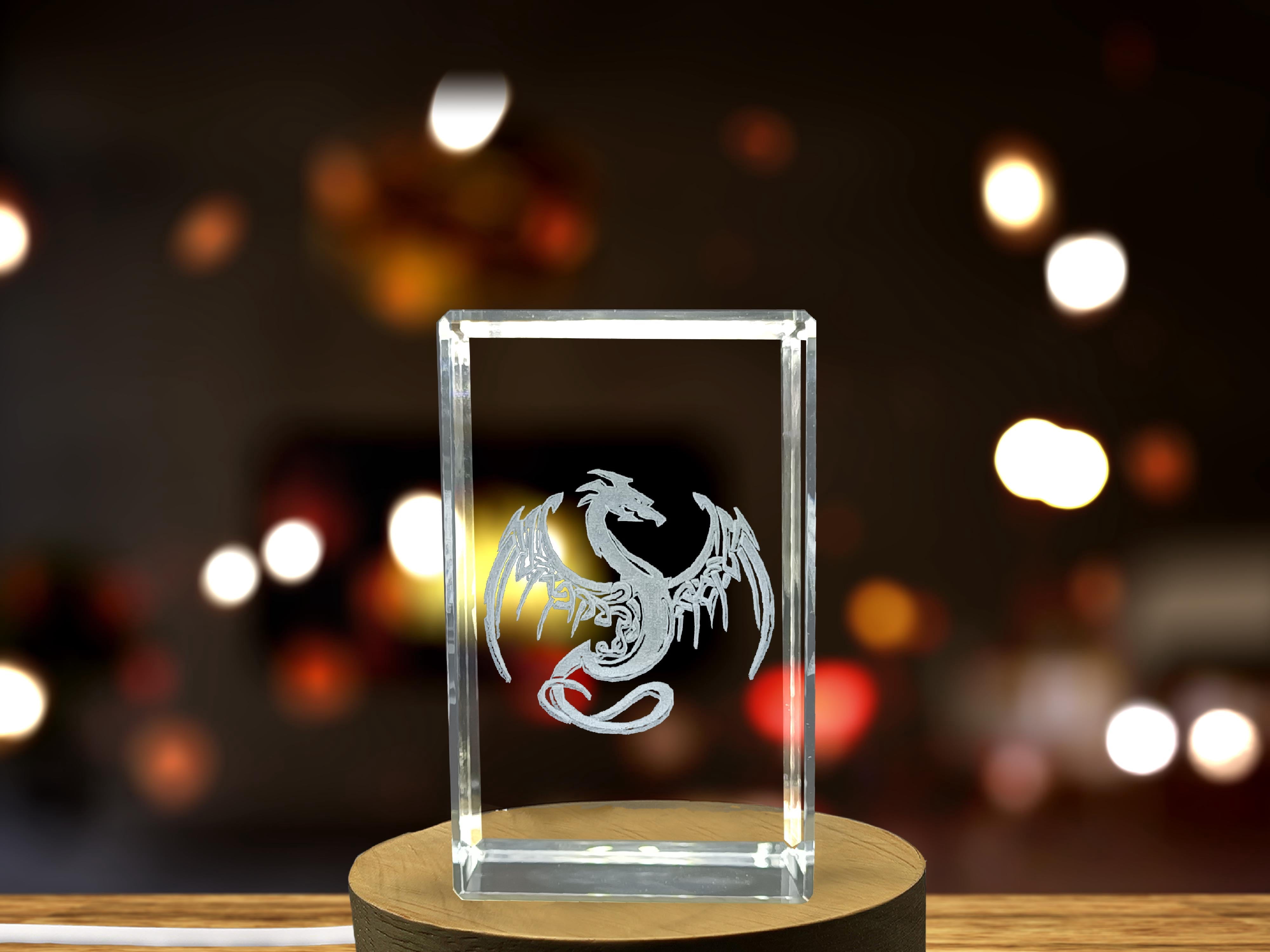 DRAGON 3D Engraved Crystal Gift - Exquisite Fantasy Decor Piece