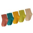 thumbnail image 2 of 5 pares de calcetines de media pantorrilla para niños, algodón peinado, suaves, cómodos, durabilidad, Color puro, calcetines para niños pequeños para otoño, 2 of 5