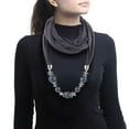 thumbnail image 5 of MHZLDYZ Long Silk Scarf Women Pendant Scarf With Tassel Rhinestone Jewelry Scarves Head Wrap Silk Hair Wrap for Sleeping(Gray,One Size), 5 of 5