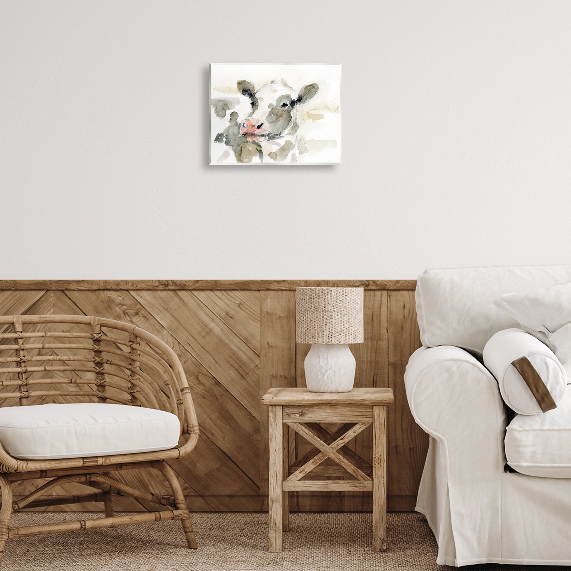 Stupell Industries Soft Painterly Cow Animals & Insects Painting Unframed Art Print Wall Art, 14 x 11