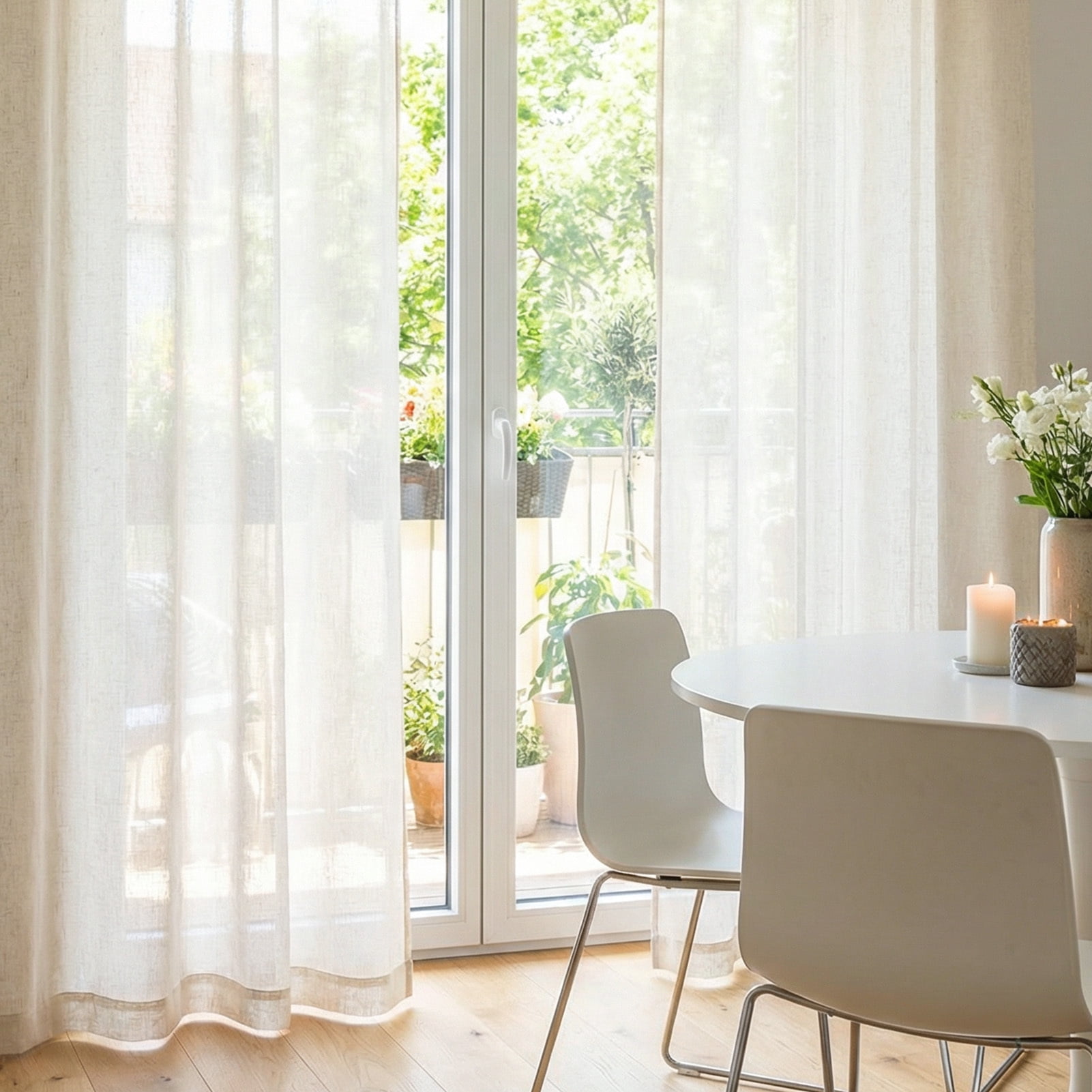 Linen Curtains 72 Inches Long 52" Wide for Bedroom Rod Pocket Semi Sheer Natural Linen Window Drapes Ensure privacy Farmhouse Curtains Extra Wide Curtain Panels(2 Panels)