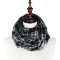 thumbnail image 2 of VIVIAN & VINCENT Soft Light Weight Plaid Check Tartan Sheer Infinity Scarf with 2 Sides Black, 2 of 5