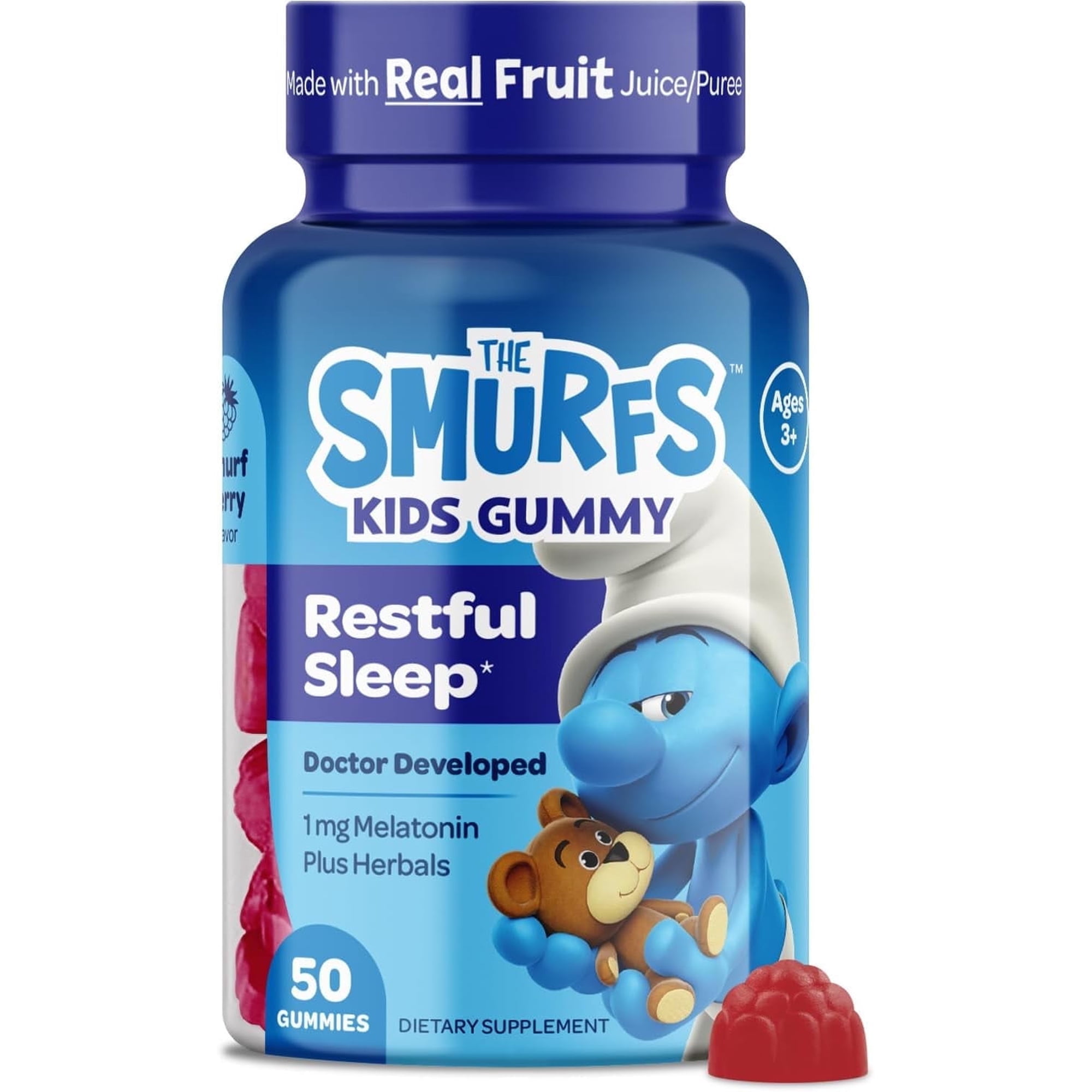 Smurfs Kids Melatonin Sleep Aid Gummies, Chamomile & Lemon Balm, 50 Count