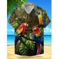 thumbnail image 4 of Camisa hawaiana de manga corta para hombre, con diseño de animales, pájaros, plantas, vacaciones, para exteriores, vacaciones, verano, color amarillo, azul y marrón, 4 of 4