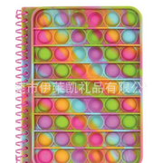 Rainbow Notebook Pop Toy Practical Spiral Notepad Stress Relief Sensory Push Silicone Bubbles Anti-Anxiety Fidget Toys for Kids Adult
