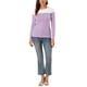 thumbnail image 2 of Blusa de mujer INSPIRE CHIC de rayas, bloque de color, de manga larga, camiseta casual, XS, blanca y morada, 2 of 8