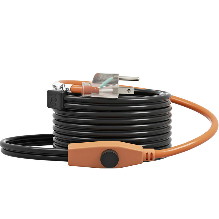 VEVOR Pipe Heating Cable, 9 Feet Water Line Heat Tape with Built-in  Thermostat, Protects PVC Hose, Metal and Plastic Pipe from Freezing, 120V,  7W/ft 