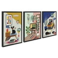 thumbnail image 4 of Kate and Laurel Sylvie Record Player, TV Cat Bed and Chill Out Saturday Framed Canvas Wall Art Set by Rachel Lee of My Dream Wall, 3 Piece Set Black, 4 of 7