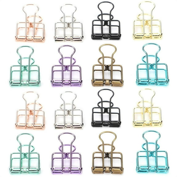 16 Pcs Metal Binder Clips,Multicolor Small Paper Clamps,Wire Long Tail Clips,Hollow Out Paper Organizer,for Sewing Crafts Postcard Artwork Paperwork (S) By Scheam