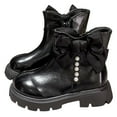 thumbnail image 2 of MAIHAN-QGirls Fashion Ankle Boots with Bowknot Soft Sole Winter Casual Shoes Side Zipper Comfortable Footwear for 3.5-10.5 Years(Black,13), 2 of 7