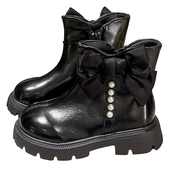 MEZZALL Child Winter Girls Ankle Boots Winter Fashion Soft Sole Casual Dress Outdoor Solid Color Shoes With Bowknot Cute Footwear