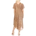 thumbnail image 2 of Sakkas Lila Freckled Dyed Cap Sleeve Scoopneck Long Caftan Dress / Cover Up - Sand - One Size, 2 of 5