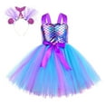 thumbnail image 1 of MIASHUI Robe de Demoiselle d'Honneur Sans Manches Robe à Bretelles Robe de Princesse Sirène Ensemble Bandeau, Violet Foncé, 7-8 Ans, 1 of 7