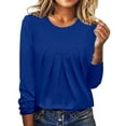 thumbnail image 2 of BKQCNKM Plus Size Tops For Women Womens Tops Long Sleeve Undershirt Solid Travel Cute Tops O Neck Slim Fit Tshirts Shirts Blouse T Shirts For Women Fall Shirts For Women Blue S, 2 of 5