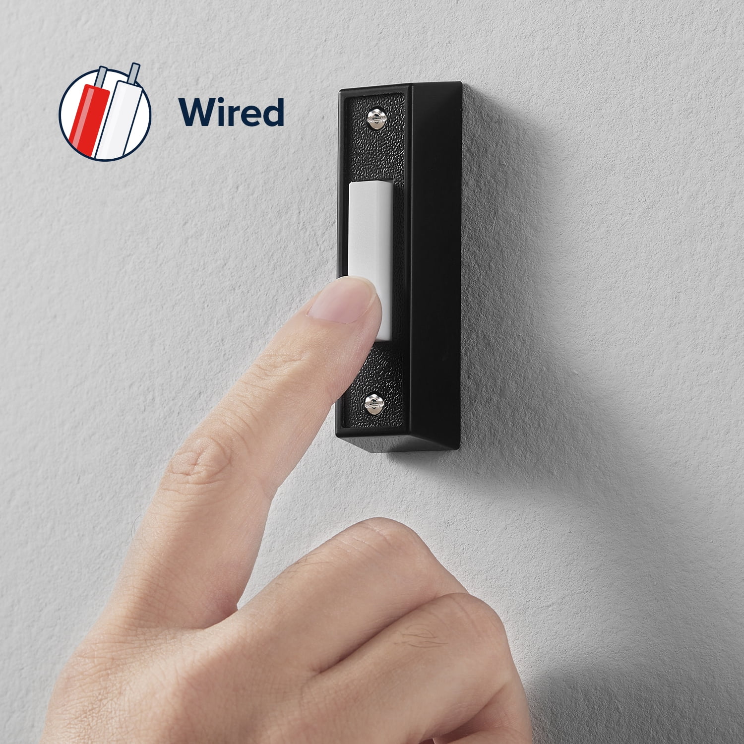 Heath Zenith Heath Zenith Black Plastic Wired Push Doorbell Button