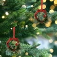 thumbnail image 4 of Christmas Kitchen Cabinet Wreaths Mini Christmas Wreath with Pine Cones, Berries, Bells and Pine Branches Artificial Xmas Hanging wreath for Holiday Window Party Decorations, 4 of 6