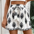 thumbnail image 2 of Women's Shorts Graphic Printed Baggy Tie High Waist Wide Leg Lightweight Summer Beach Pull On Bottoms, 2 of 4