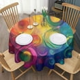 thumbnail image 3 of Colorful Tie Dye Circular Spiral Pattern Round Tablecloth 60"x60",Wrinkle Wipeable Table Cloth for Kitchen Dining Room Picnic Patio Party, 3 of 6