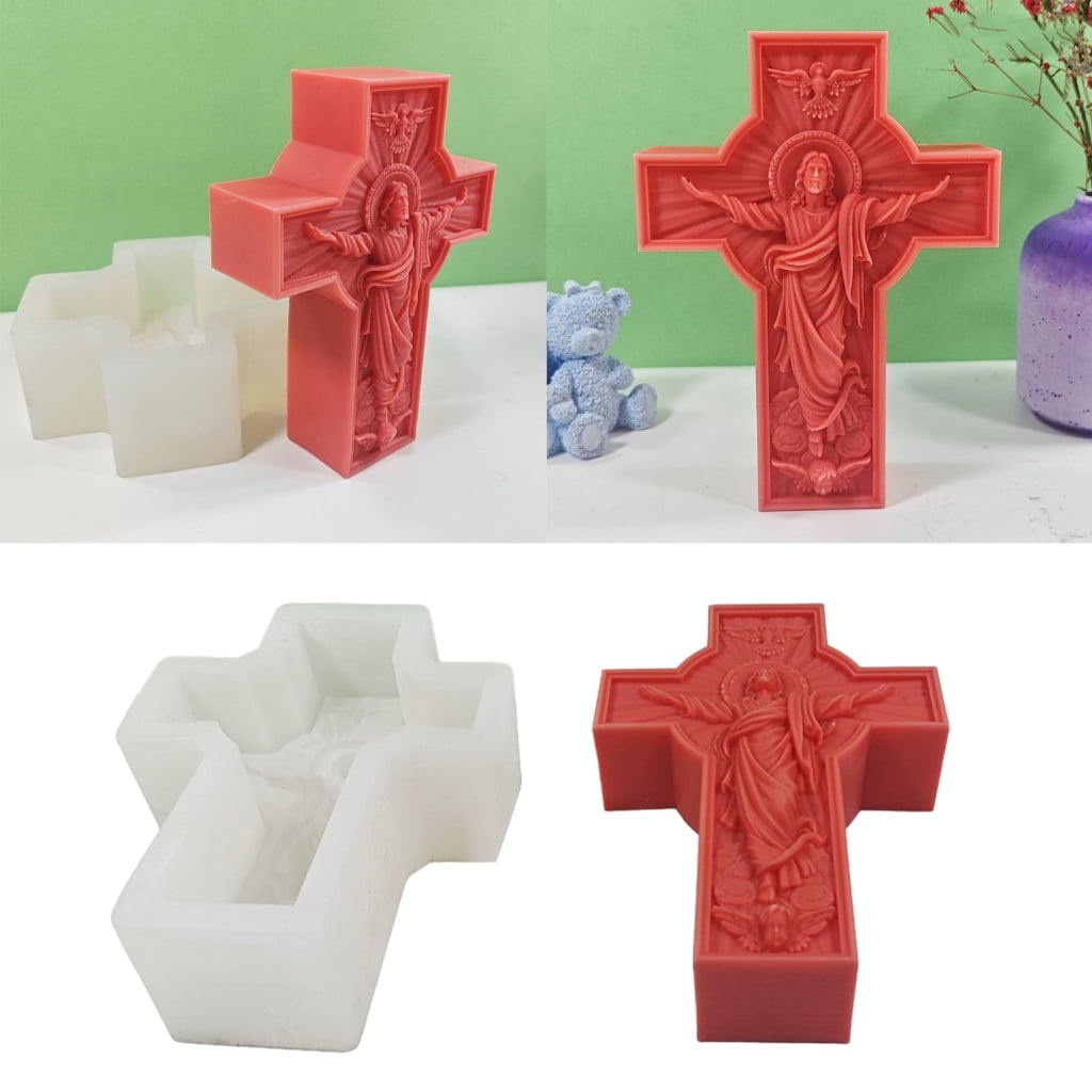 Zorvai Religious Cross Candle Mold Non Stick Easy to Demold
