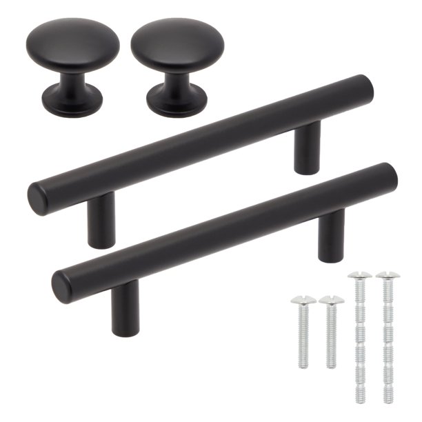 36 Piece Matte Black Knobs and Handles, 26 Kitchen Knobs 1.2