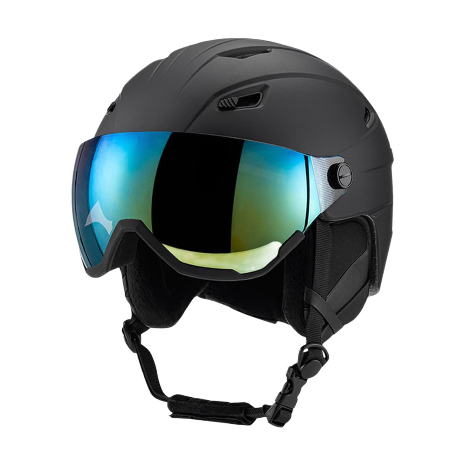 figatia Skiing Helmet Warm Protectived Glasses with Jaw Pad Snow Ski Helmet for Cold Black 51 to 54cm