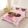 thumbnail image 3 of Castle Fairy Girly Cartoon Black Princess Bedding,Sweet Hot Air Balloon Star Duvet Cover Full,Pink Gold,Pink Reversible,1 Duvet Cover and 2 Pillowcases, 3 of 6