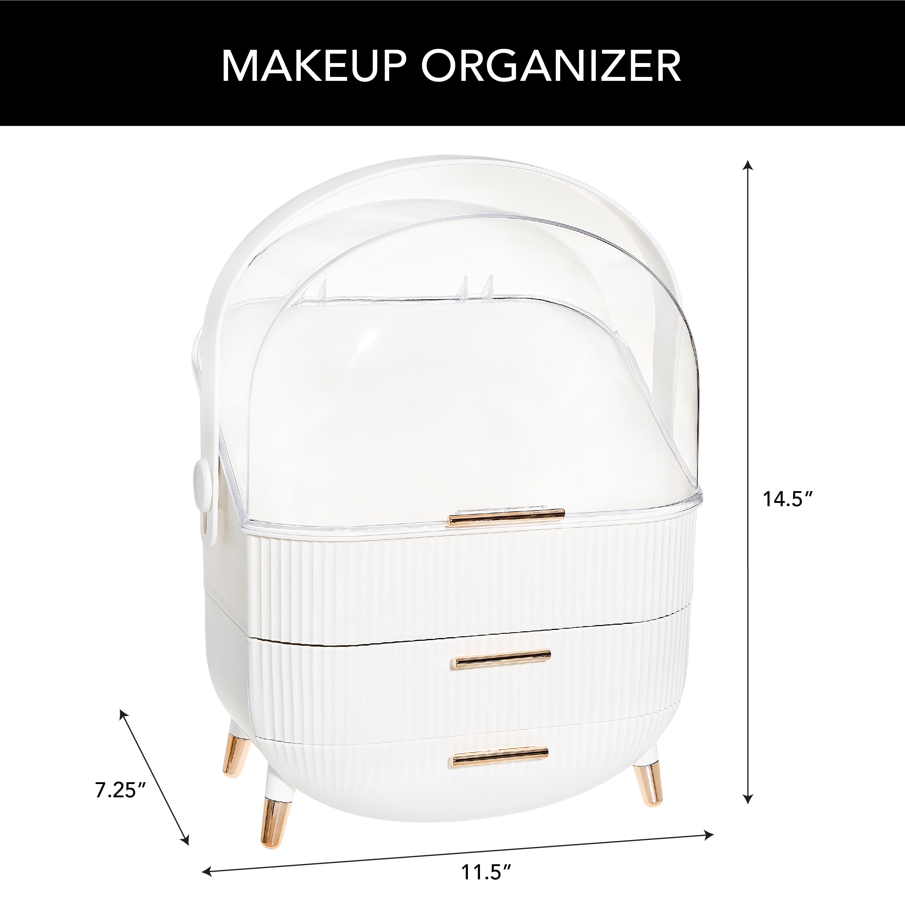 Makeup Organizer Skincare Organizers - Cosmetic Display Cases with Transparent Cover, SkinCare Organizers for Bathroom Countertop, Bedroom Vanity Desk, Lipstick Organizer, White