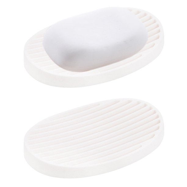 Jabonera de silicona: bandeja organizadora ecológica, fácil de limpiar, para baño y fregadero de cocina, juego de 2