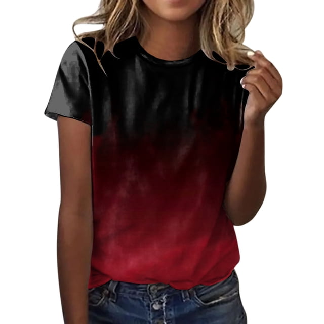 TSADFHJI Chemises de Noël pour Femmes Élégantes Mode Féminine Col Rond Manches Courtes T-Shirts de Vacances d'Été Blouse à Imprimé Floral