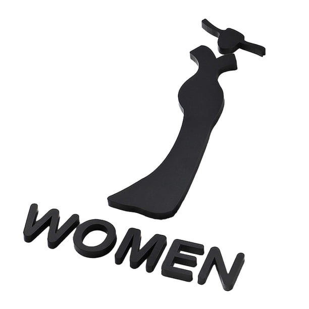 Letrero para puerta de baño, letrero para WC, letrero para baño, decoración para baño masculino y femenino, placa decorativa para baño. Mujer L