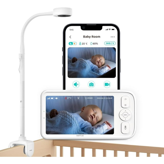 Monitor para bebés Peekababy con cámara y audio, pantalla de 5 pulgadas