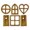 Khaki, variant on Wooden Dollhouse Door Craft Kit, 6-Piece Miniature Door and Window Accessories -KH