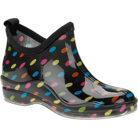 Women's Shiny Polka Dot Print Low Cut Rain Boots - Walmart.com