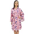 thumbnail image 2 of Bimba Women's Short Kimono Robe Cotton Poplin Floral Print Bridal Nightwear - 4, 2 of 4